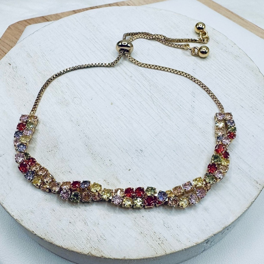 Twisted Colorful Rhinestones Adjustable Bracelet